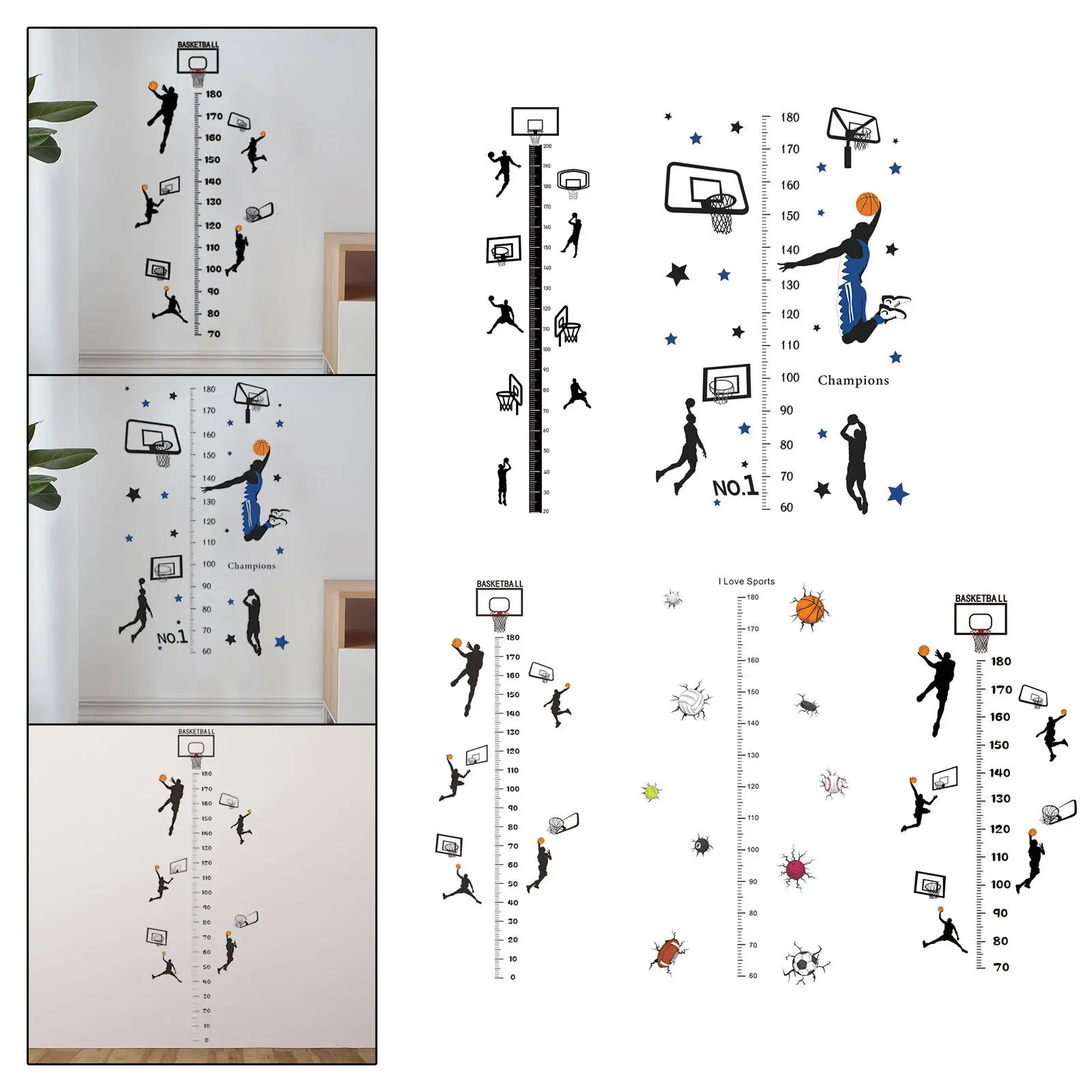 Height Chart Wall Decal Wall Art Decoration DIY Sport Theme Height Measurement
