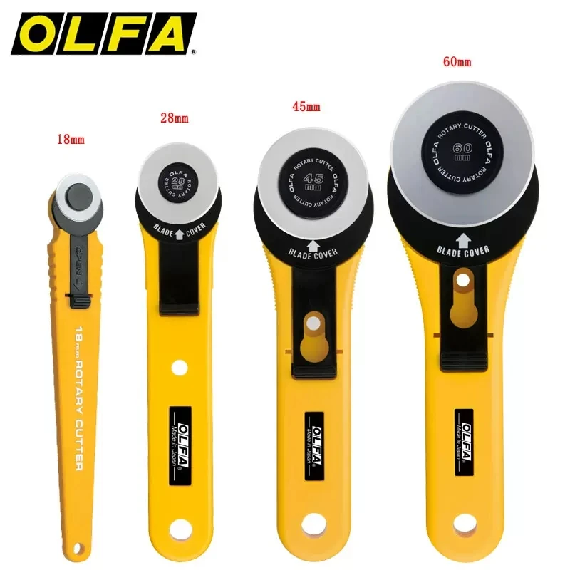 Japanese original OLFA circular cutter 45mm rotating roller knife 18mm small textile cutting knife 28mm cutting hob 60mm large roller utility RTY series curve arbitrary textile cutting knife