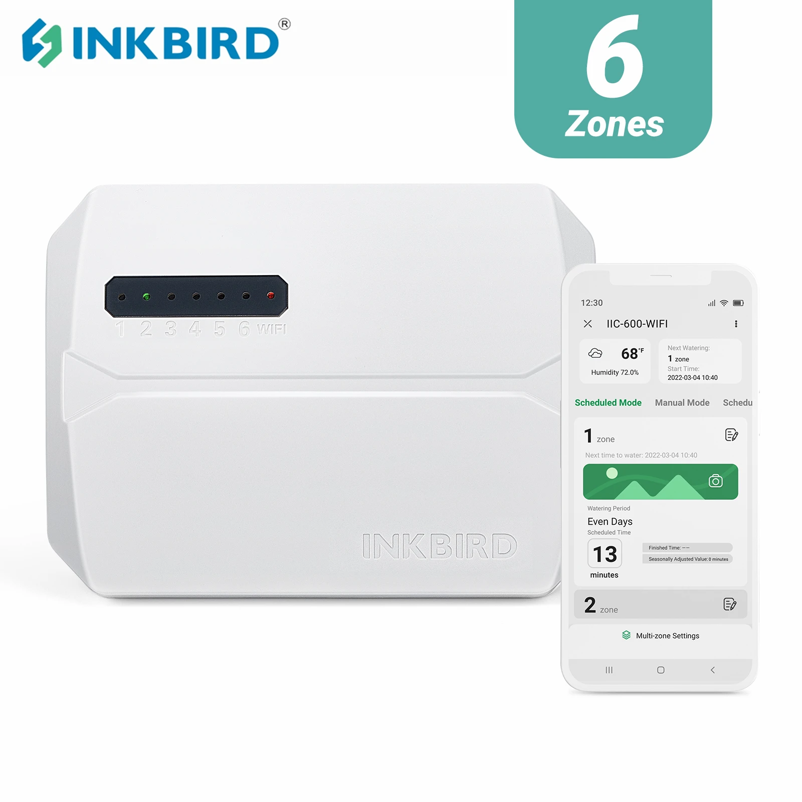 Inkbird Wifi Smart Sprinkler Controller Sistema Programmabile 6 Zone Digital Lcd Timer Di Irrigazione Monitor Di Irrigazione App Gratuita