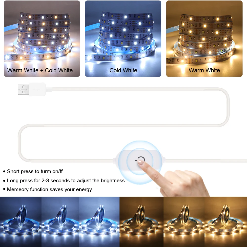 LED Sewing Machine Light Strip Kit SMD2835 White USB5V Powered With Touch  Switch Lighting Strips for Cabinet Kitchen