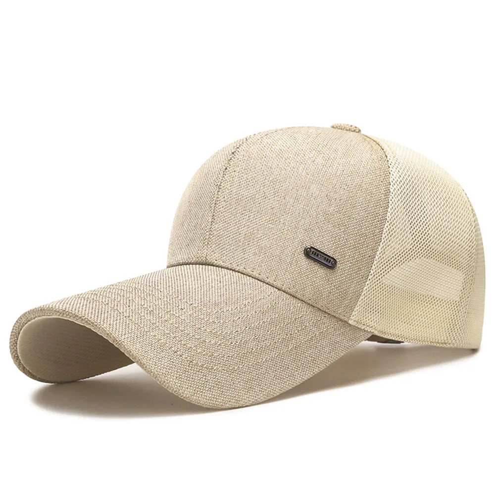 

Extended Brim Snapback Peaked Cap Linen Baseball Cap Breathable Hard Top Men's Spring/Summer Sunshade Sunscreen Outdoor