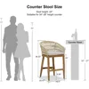 Outdoor Rattan 24" Counter Height Bar Stools Chair Set of 2, Upholstered Patio Bar Stool with Backrest for Indoor and Outdoor 2