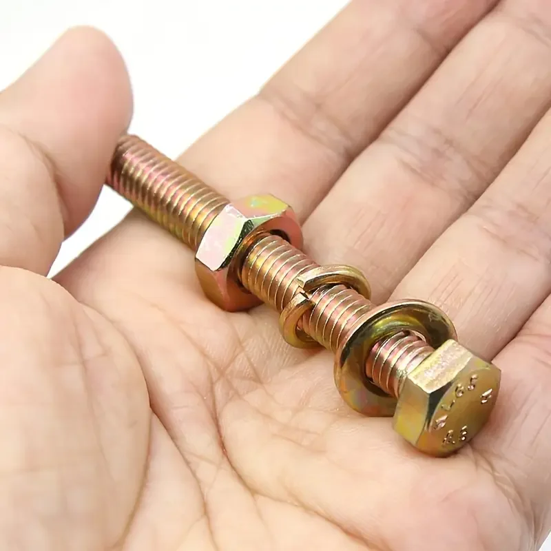 144pcs M6 Hex Head Screw & Bolt Set with Nuts, Flat Washers & Locking Washers-Grade 8.8 Alloy Steel