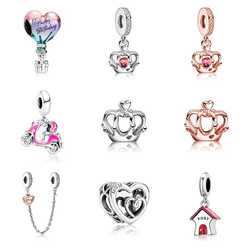 

Fine Crown Beads for Jewelry Making Heart Happy Birthday Hot air balloon Pendant Fit Pandora Charms Bracelet Women Girls Bangles