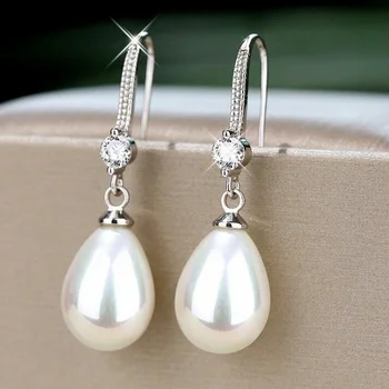 Fashionable Silver Color Water Imitation Pearls Drop Earrings 2
