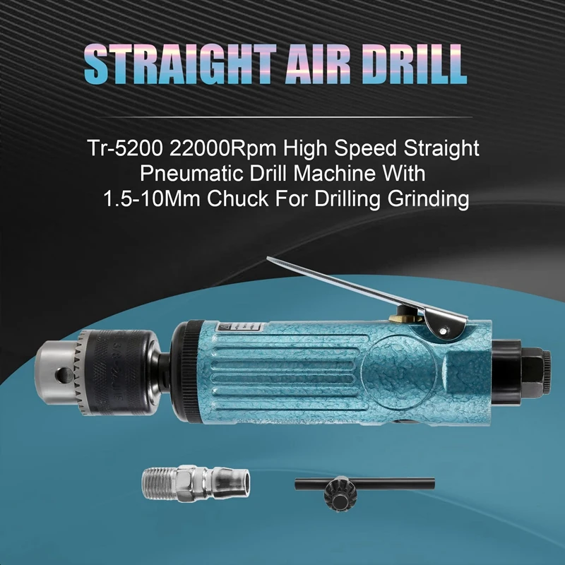 ABHU Tr-5200 22000Rpm High Speed Straight Pneumatic Drill Machine With 1.5-10Mm Chuck For Drilling Grinding 3