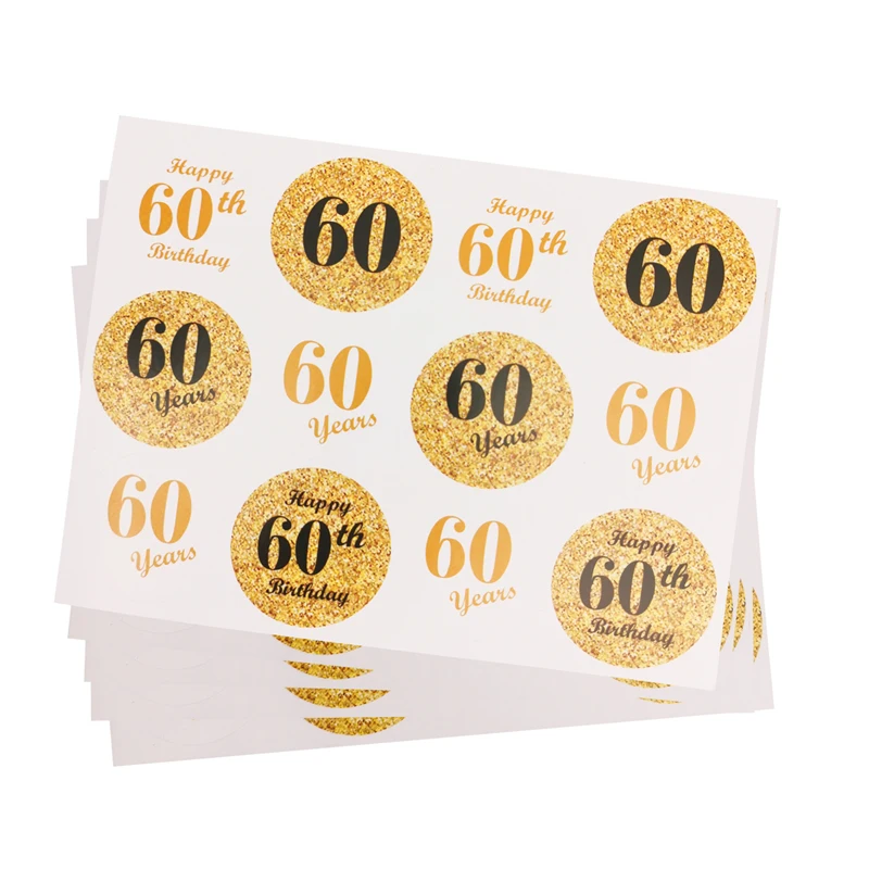 Gold Dia 4cm Cheers Happy Birthday & Anniversary Paper Sticker Labels - Elegant Party Seals & Decor