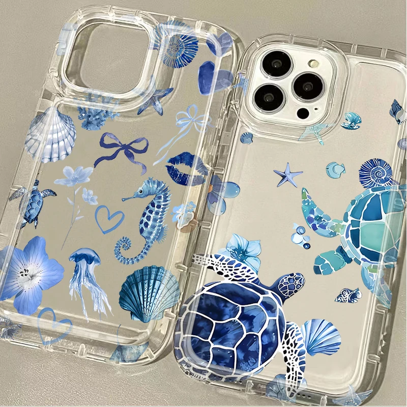Luxury Blue Marine Organism Silicone Phone Case Cover