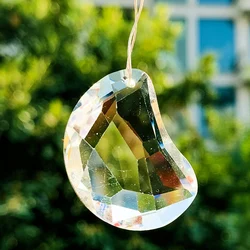 2PCS Hanging Moon Crystal Prism Sun Catcher for Windows Home Garden Party Decoration Rainbow Chandelier Parts DIY Crafts Gift