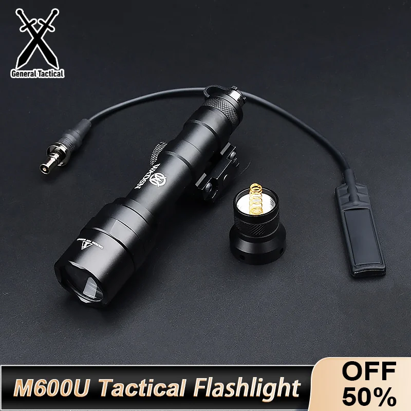 

Tactical Airsoft Surefir M600U Flashlight Pressure Tail Cover With Moment Switch Fit 20mm Rail Hunting Weapon LED Scout Light