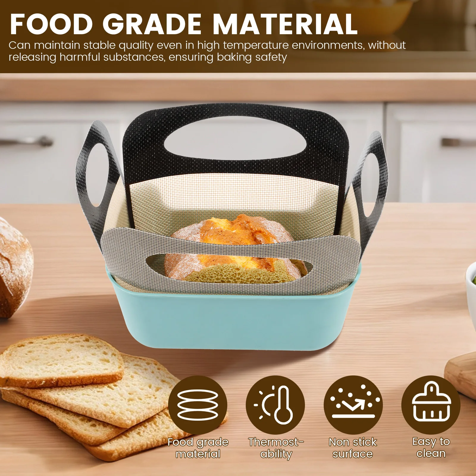 Sourdough Banneton Plastic Silicone Bread Sling For Dutch Oven Liners, Non Stick 2 PCS At Heat Resistant Silicone Mat