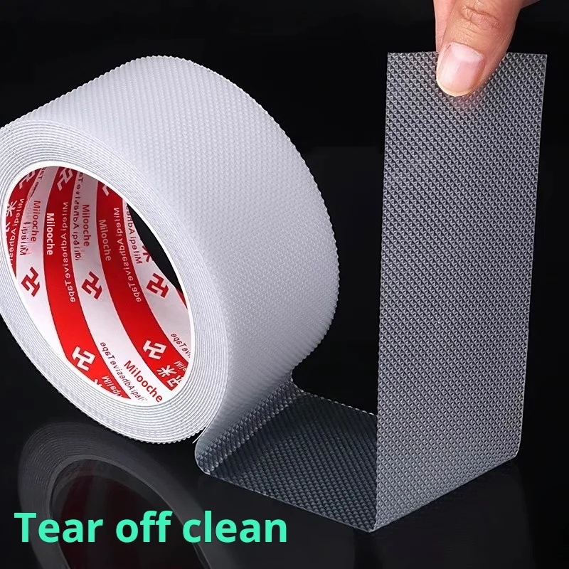 Transparent Silicone Anti-Slip Grip Pad - Self-Adhesive, Wear-Resistant, Waterproof with Grid Pattern