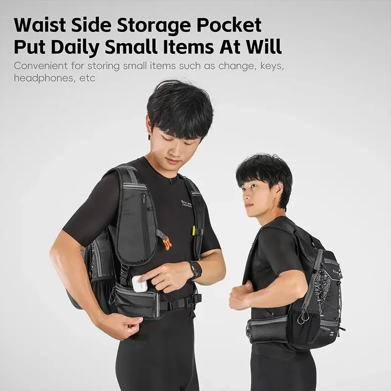 WEST BIKING Sport Backpack 16L Large Capacity Hiking Cycling Hydration Backpack Multi Pocket Mesh Bag+Strap Reflective