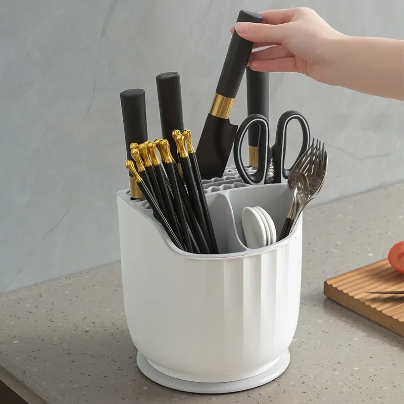 Multi-function rotary knife holder Chopsticks cylinder spoon integrated storage kitchen knife shelf storage rack 3