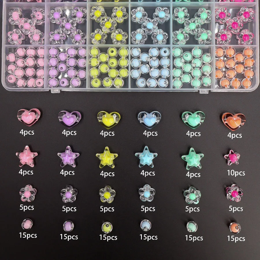 Ygorios 750 stuks acryl geassorteerde kralen - schattige pastelkralen voor het maken van armbanden, bloemen, ster, vlinder ontwerpen Ygorios 750 stuks acryl geassorteerde kralen - schattige pastelkralen voor het maken van armbanden, bloemen, ster, vlinder ontwerpen