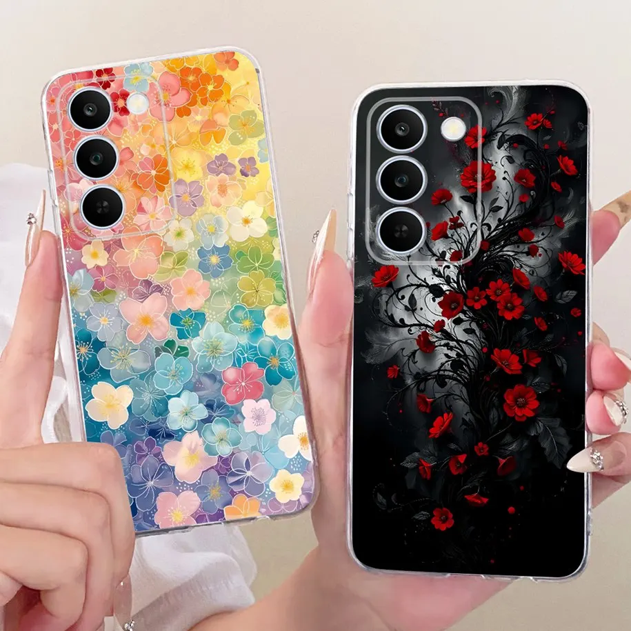 Floral Bow Bumper Soft Silicone Clear Phone Case Cover