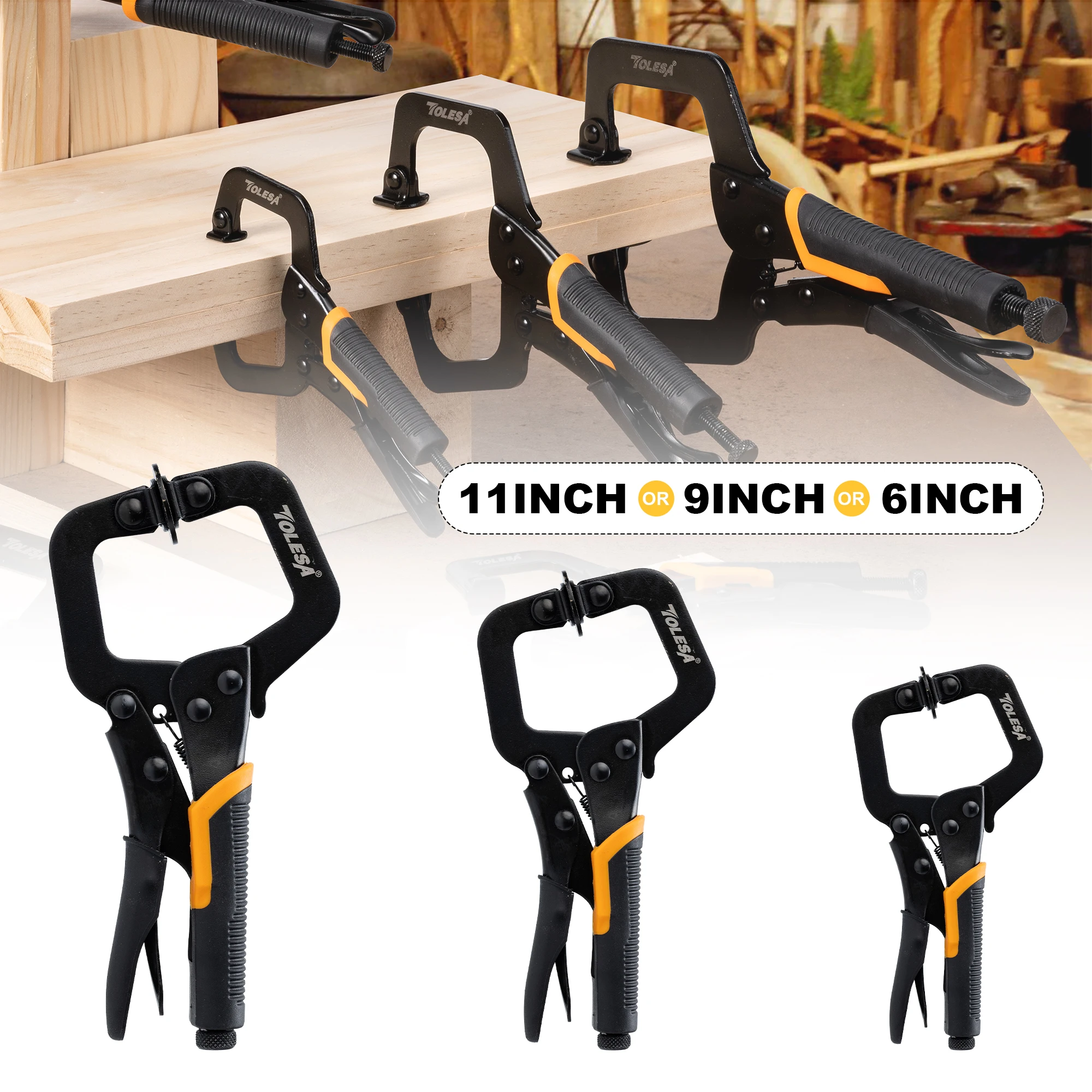 thumbnail image 2 of Locking C-Clamps With Swivel Pads - Tools 2 of 12
