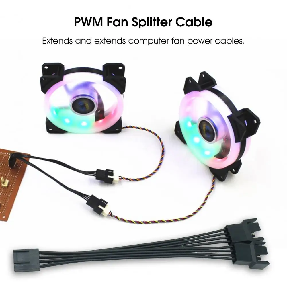 13.5cm PWM Fan Splitter Cable Professional Tinned Copper 1 To 2 4 Pin PWM Extension Cable For Desktop Computer Accessories 4 pin pwm fan cable 1 to 4 ways splitter black sleeved 27cm extension cable connector pwm extension cables