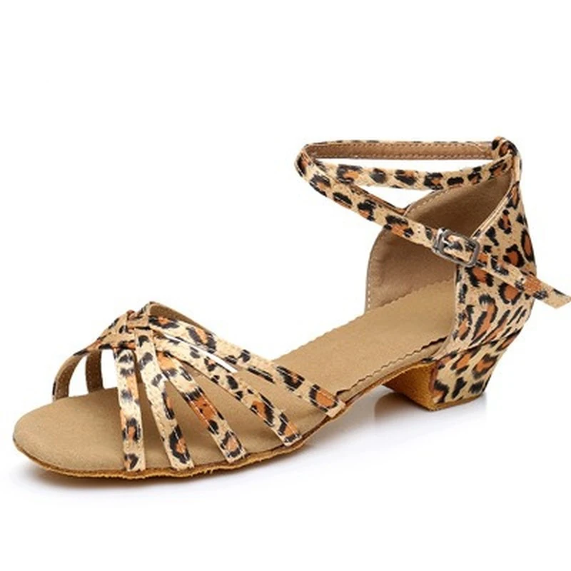 Children Latin Dance Shoes Ladies Girls Tango Ballroom Salsa Dancing Shoes 3cm Heel for Women Soft Bottom Indoor Exercise Shoes