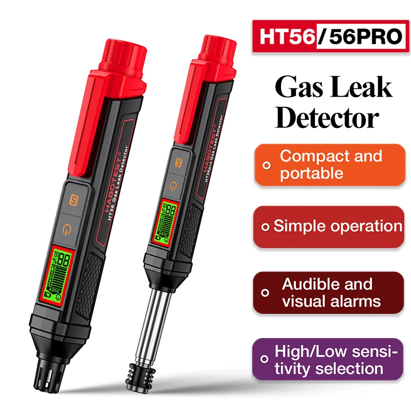 

Детектор Утечки Газа HT56 Pro, мини-детектор легковоспламеняющегося природного метана со звуковой и визуальной сигнализацией, 100-1000ppm
