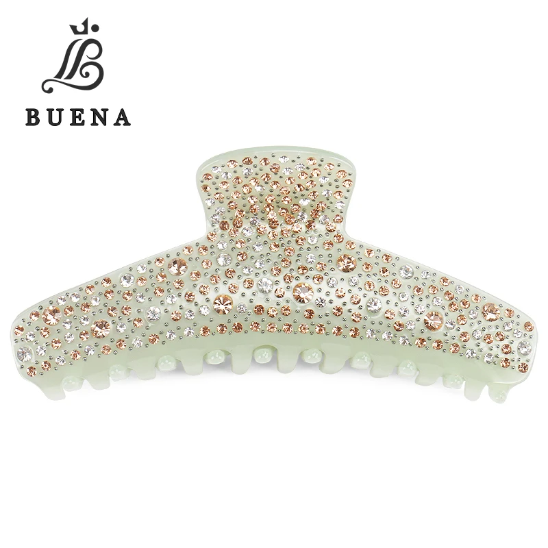 

Buena Jewelry Customize Oversized Hair Claws Rectangle Large Cellulose Acetate 12.5cm Full Rhinestones Claw Clip