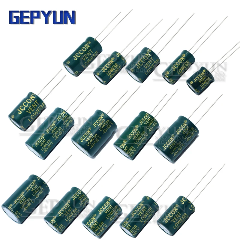 Aluminum Capacitor Gepyun High Frequency Low ESR 10V ~ 400V 15UF ~3300UF 100UF 220UF 330UF 470UF 680UF 1000UF 2200UF