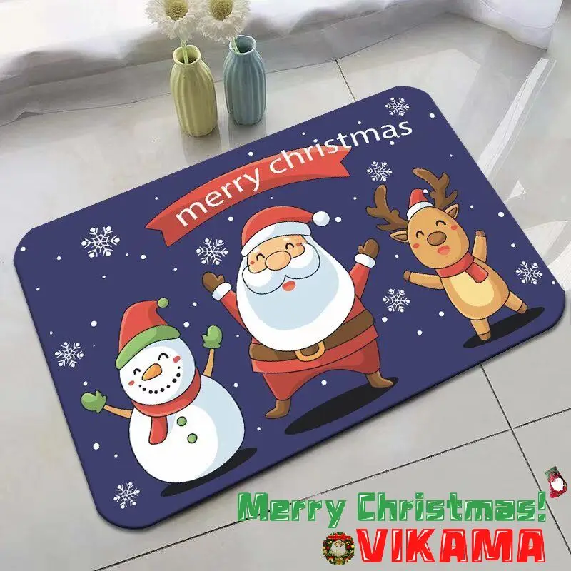 thumbnail image 1 of Alfombra de tierra de diatomeas estilo muñeco de nieve de Papá Noel de VIKAMA, alfombra antideslizante para entrada de baño y cocina, alfombra enjuagable, 1 of 5