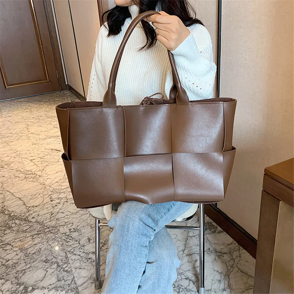Handbag Tote Bag Famous Brand Large Weave Tote Bags Leather Shoulder Bags for Women Designer Luxury Lady Top-handle Luxury Sac