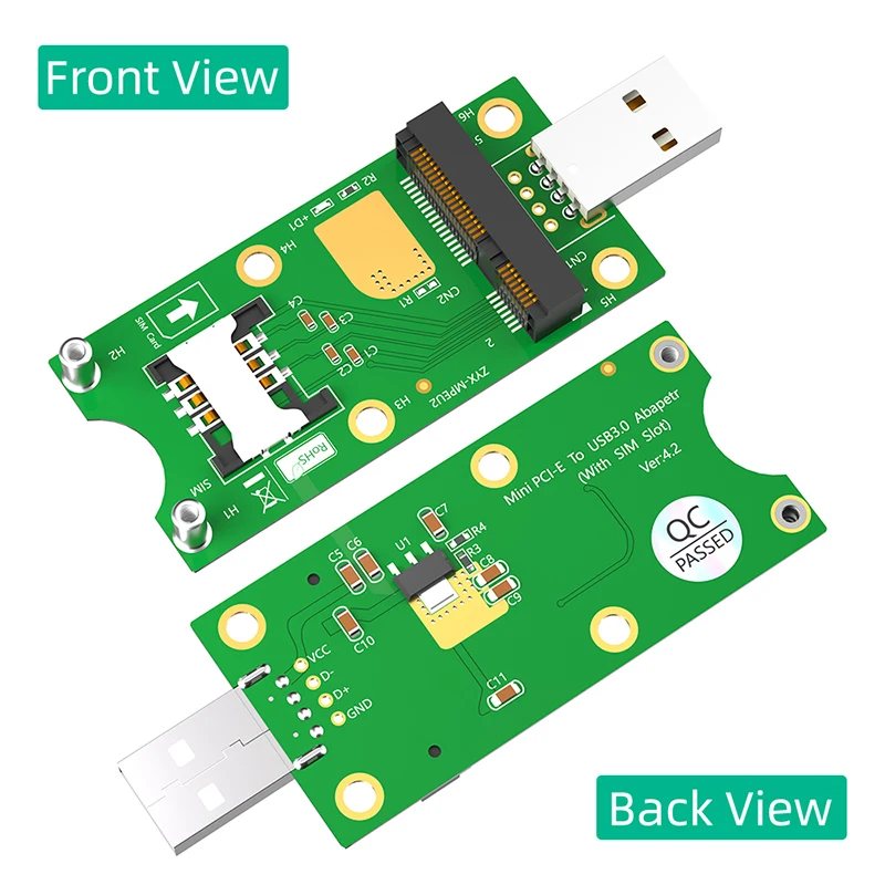 미니 PCIE 모듈 USB 3.0 네트워크 어댑터 카드 라이저, SIM 슬롯 전원 LED 지원, WWAN LTE GPS 미니 PCI 익스프레스 카드, 3G, 4G