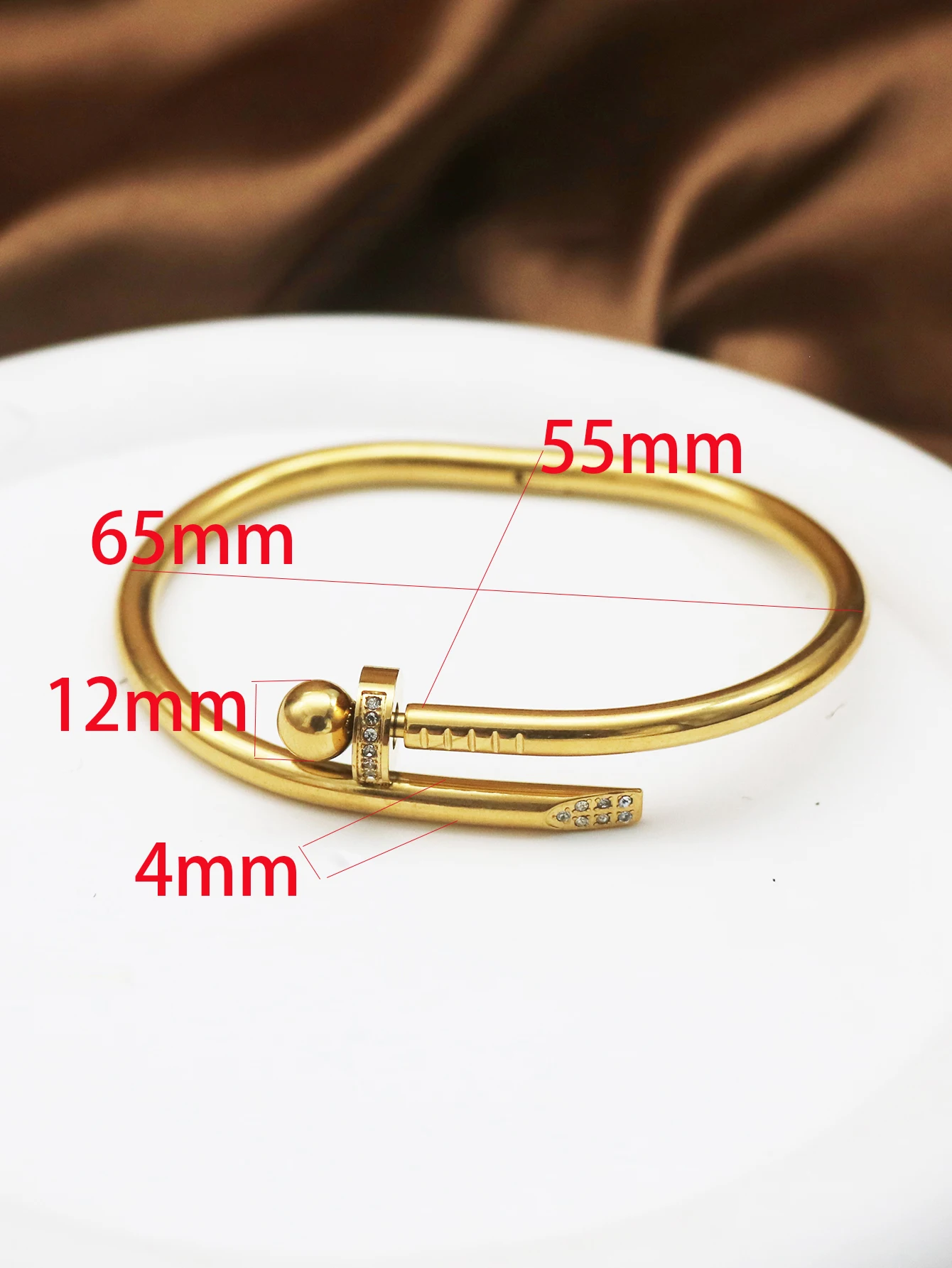 Stainless Steel Jewelry Sets Gold Color Crystal Bracelets for Women Girl Trendy Stylish Screws Shining New Bangle For Men 6