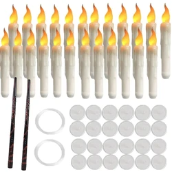 Set of Hanging Floating LED Candles with Magic Wand (Set of 24)