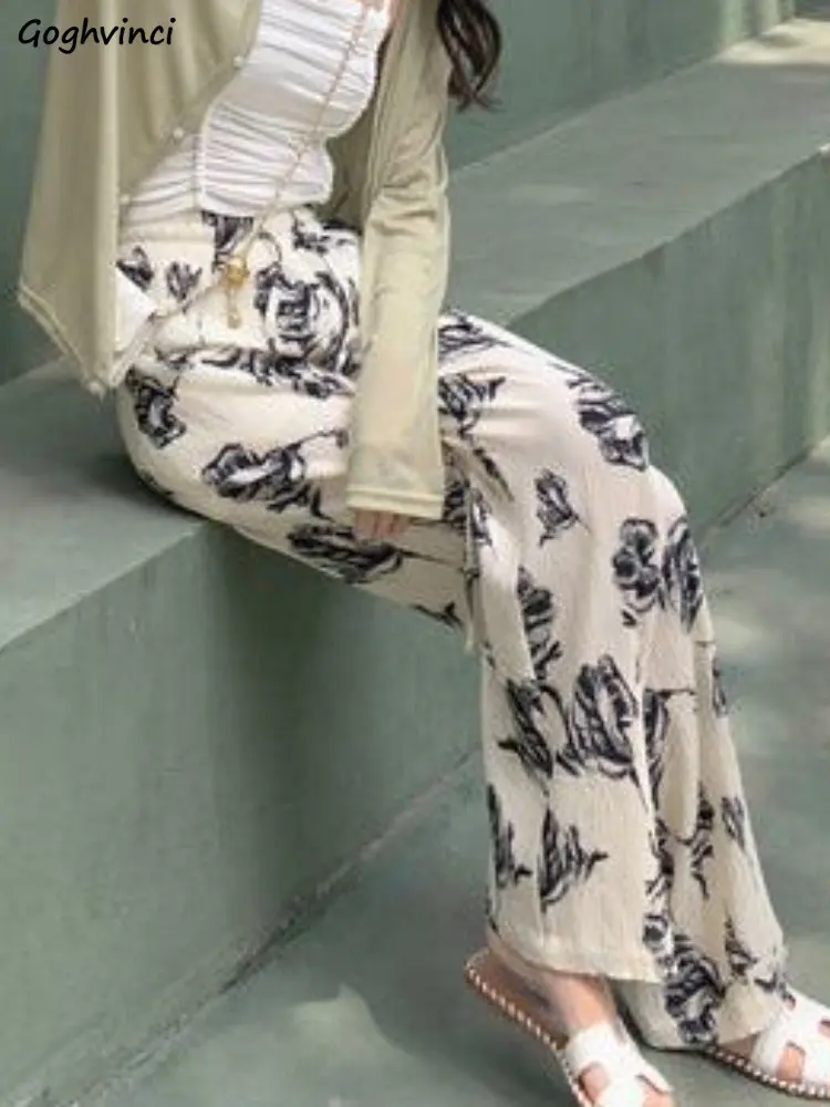 

Casual Pants for Women Print Summer All-match Soft Ulzzang Fashion Style Daily Aesthetic Popular Ins Classic Pantalon Pour Femme