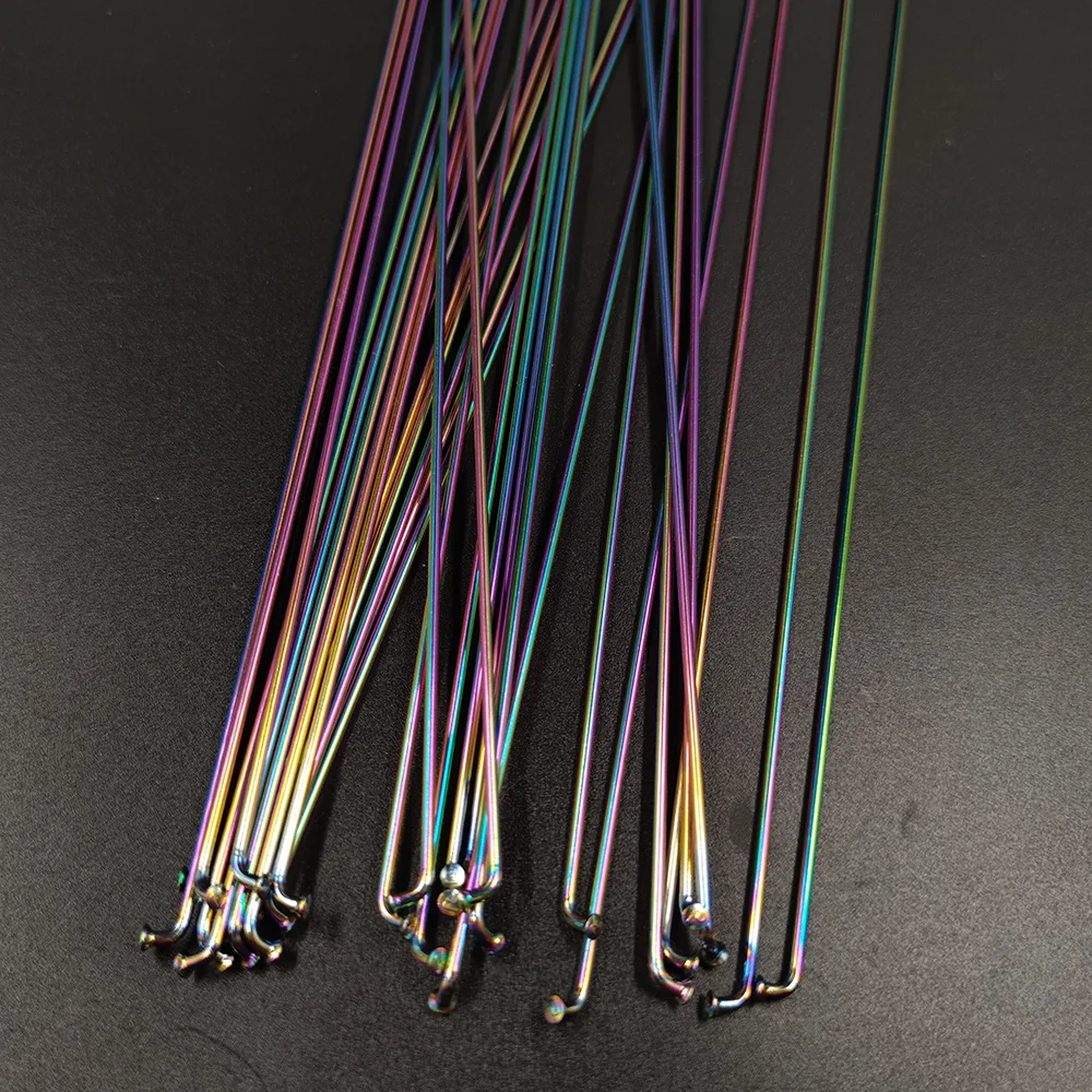 Bicycle Rainbow Spoke 12pcs/lot Pillar PSR 14 14G Gauge 2.0mm J-Bend Straight Pull Round Head Stainless MTB Road Bike Radios