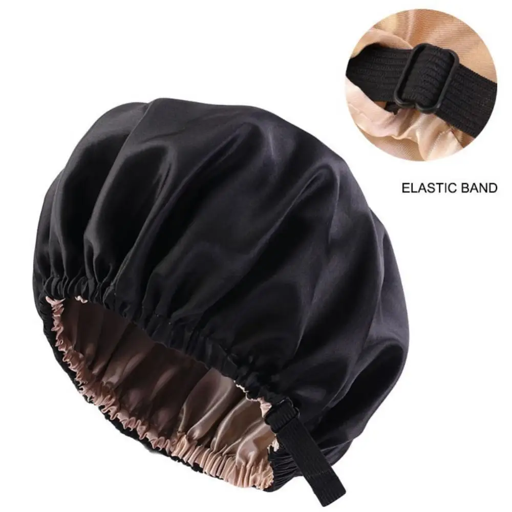 Bonnet de sommeil doublé en satin soyeux pour hommes et femmes, rester sur  toute la nuit, couverture ronde, bonnet souple pour la protection des  cheveux bouclés - AliExpress