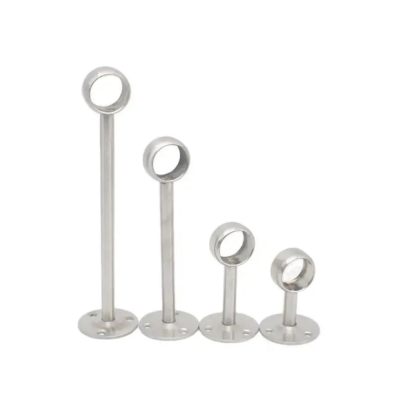1pcs Stainless Steel  Wardrobe Rail Supports Flange Brackets Hanging Clothes Rod Towel Seat Pipe Tube