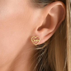 Custom Name Initial Classic Heart Shaped Earrings Stainless Steel Creative Earrings Gift for Yourself or Friends