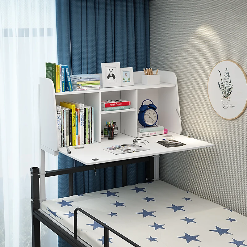 Bedside Table Dormitory Student Desk Folding Upper Bed Lower Bed Folding Retractable Multifunctional