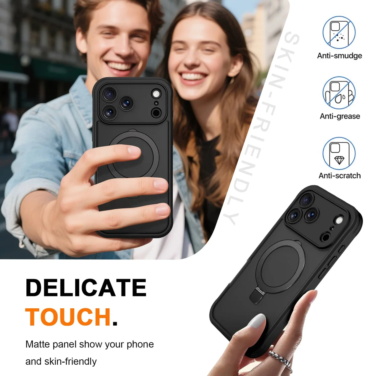 For iPhone 17 Pro Max Air Full Body Shockproof Case with Invisible Stand [Compatible with Magnetic] Built-in Screen Protector — view 5