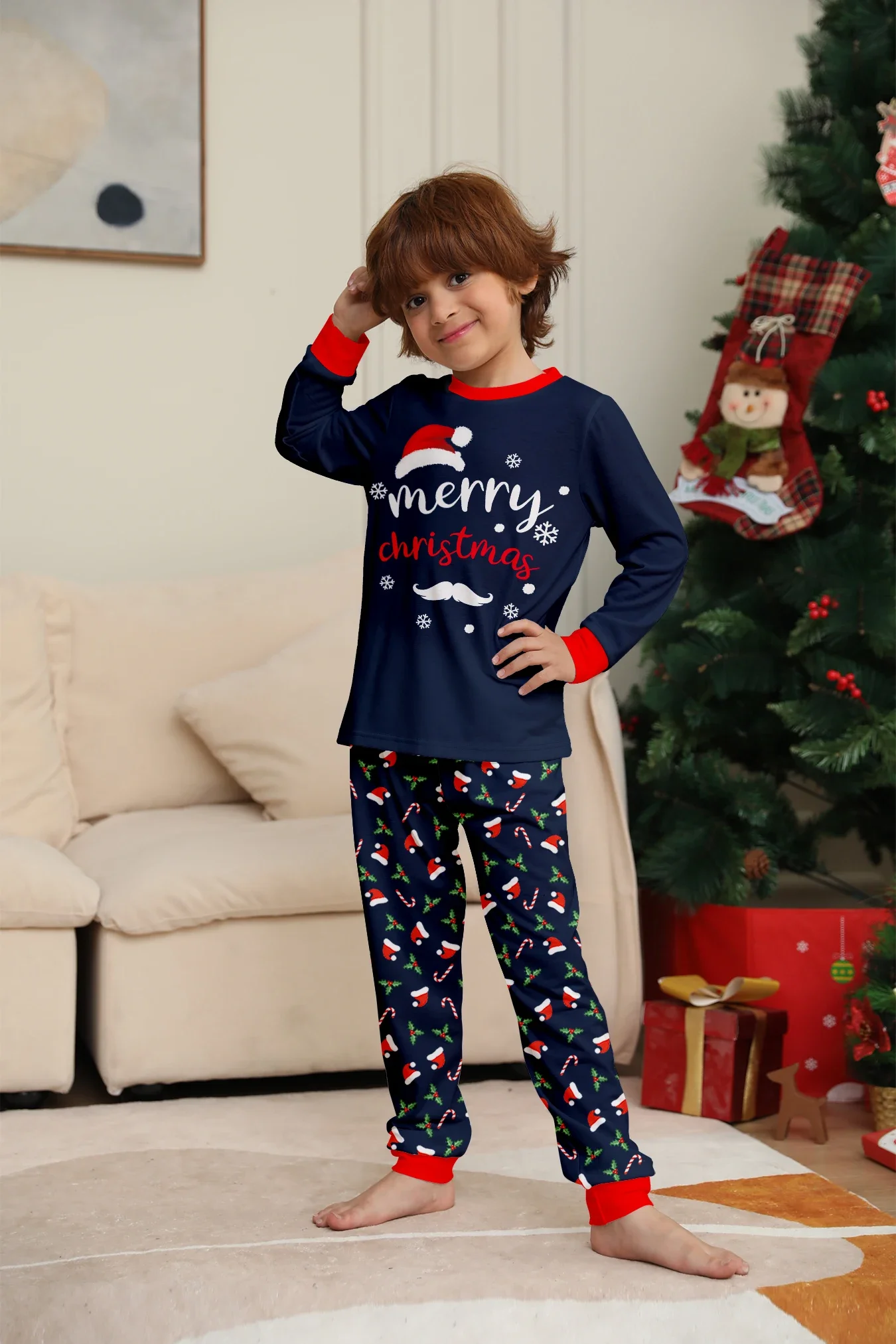 New Merry Christmas Print Mom Daughter Dad Son Matching Pajamas Set 2 Pieces Suit Soft Loose Loungewear Xmas Family Look Pyjamas 4