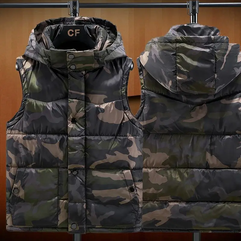 Camouflage Down Vest Front View