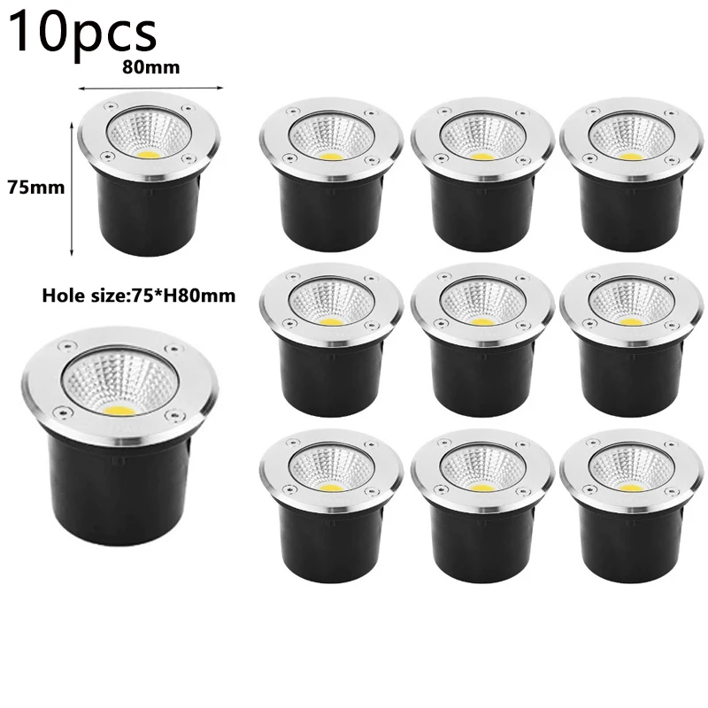 LED Underground Light 5W 10W 12W Buried Garden Path Spot Recessed 10PCS Pack AC220V110V24V IP68 Waterproof