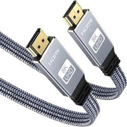 Ultra High-Speed Braided 8K HDMI Cable - 48Gbps, 144Hz, 3D eARC Support - 10FT--3M--118inch (8K HDMI Flat Cable)