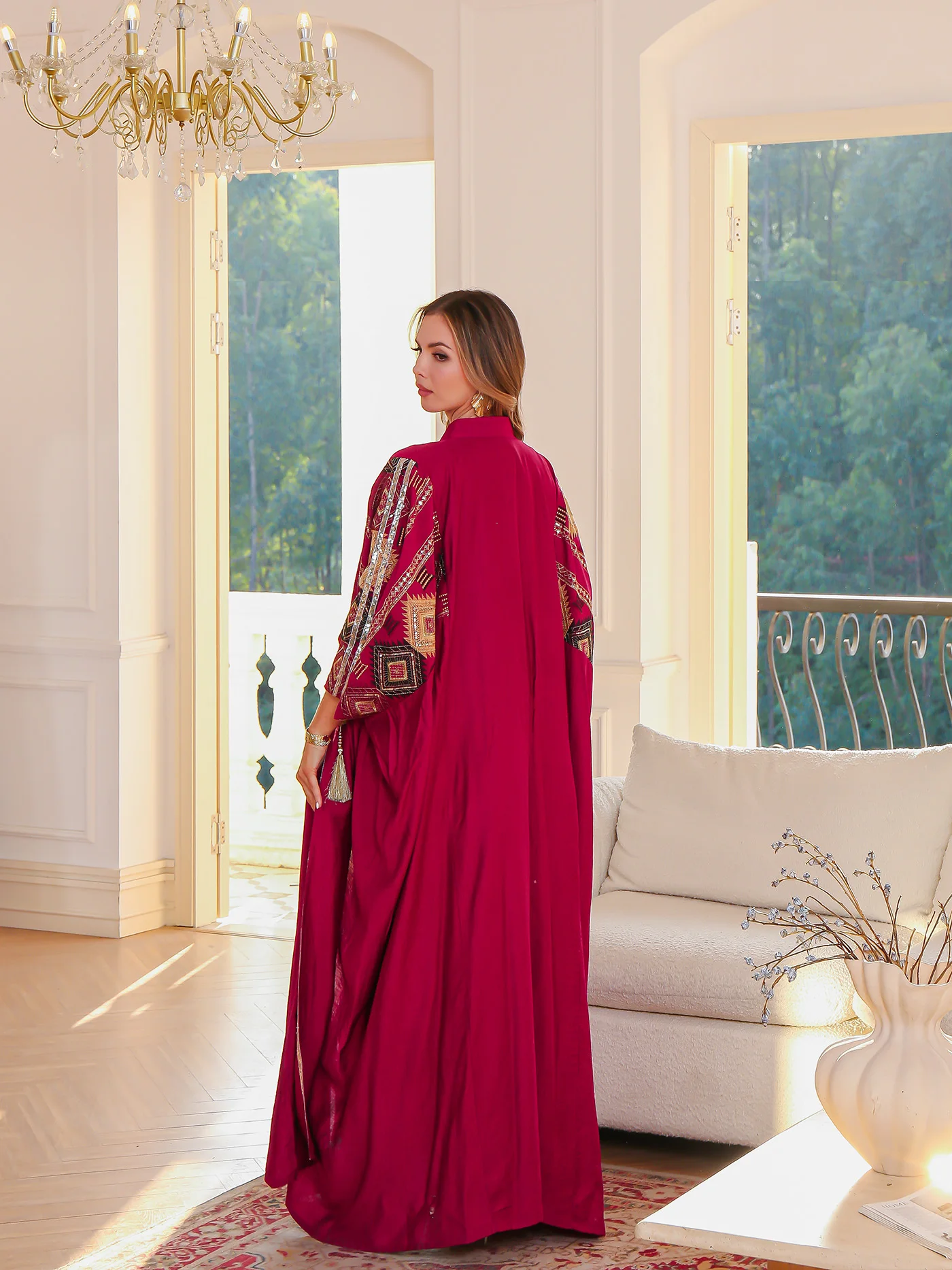 عباية إسلامية مطرزة خفيفة فستان سهرة فاخر طقم مكون...