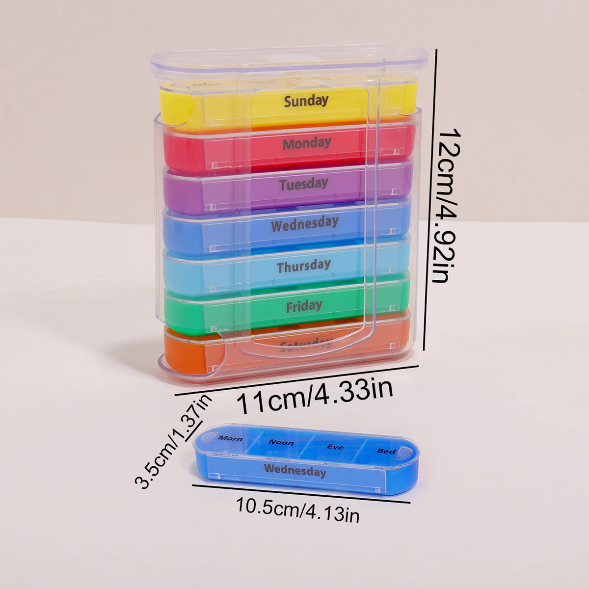 Weekly Pill Organizer with 4 Daily Compartments - Portable Medicine Box
