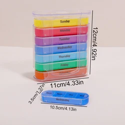 Weekly Pill Organizer with 4 Daily Compartments - Portable Medicine Box (Transparent)