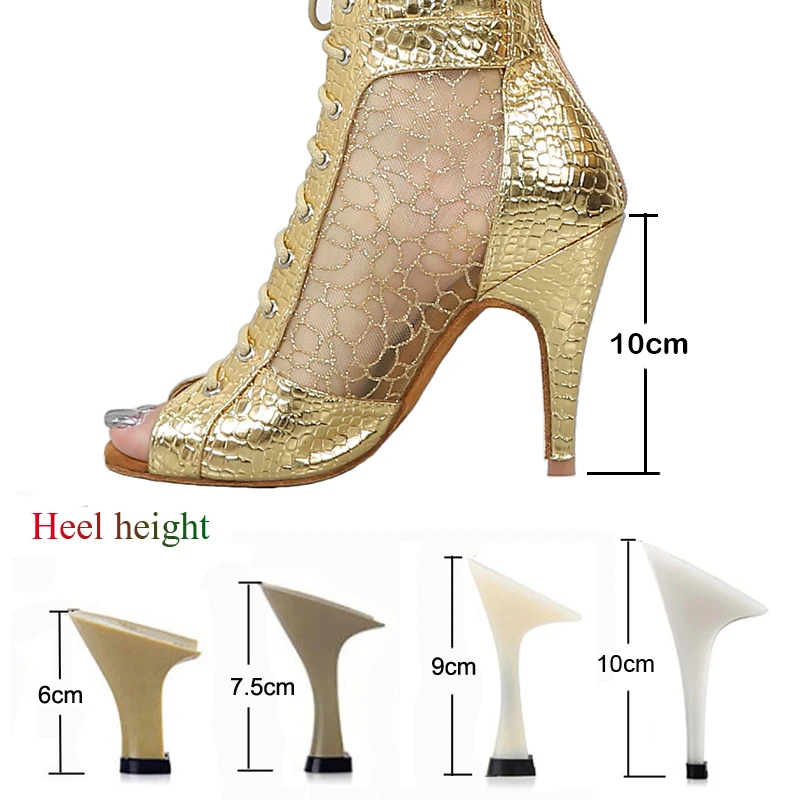 Latin Dance Shoes Women's Salsa Tango Ballroom Party Heeled Boots Gold Comfortable Breathable Sneakers Outdoor Rubber Sole dance shoes