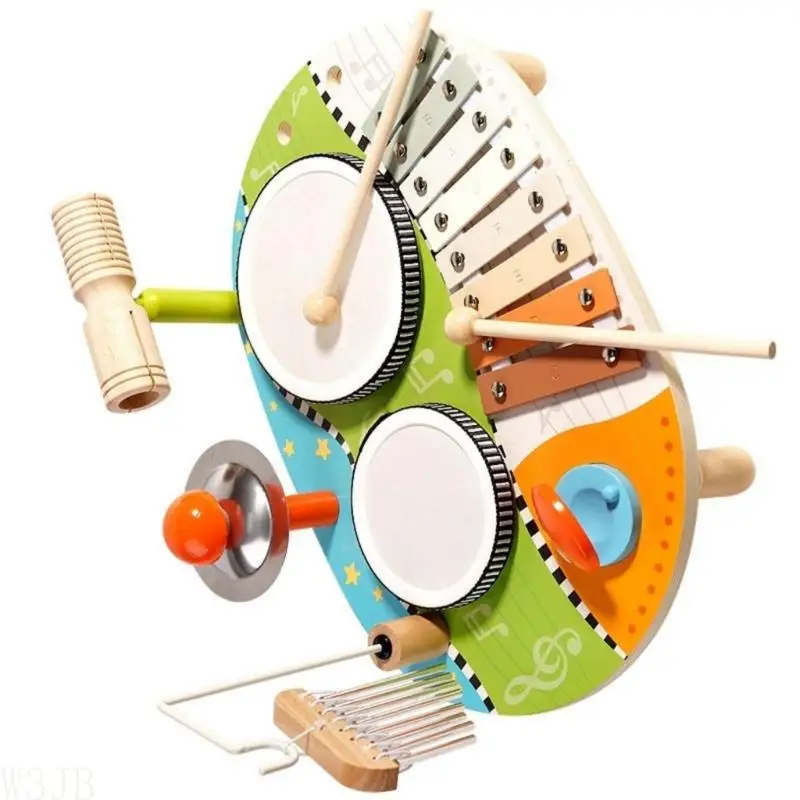 W3JB Hölzernes Kleinkind-Musikset mit multifunktionalem Schlaginstrument, geeignet für den – Detail 8