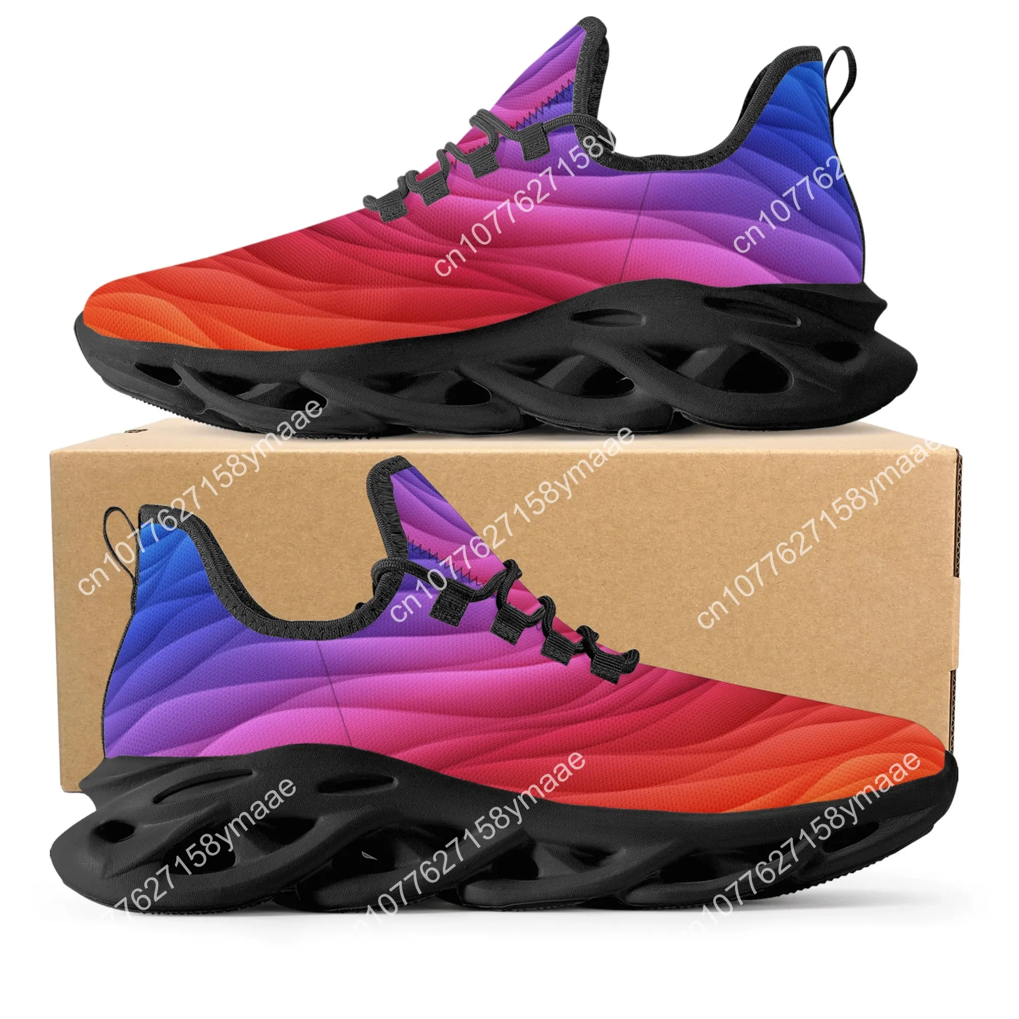 Colorful Rainbow Design Fashion Hot Sneakers Mens Womens Teenagers Breathable Mesh Casual Running Shoes Lace-Up Basketball Shoe