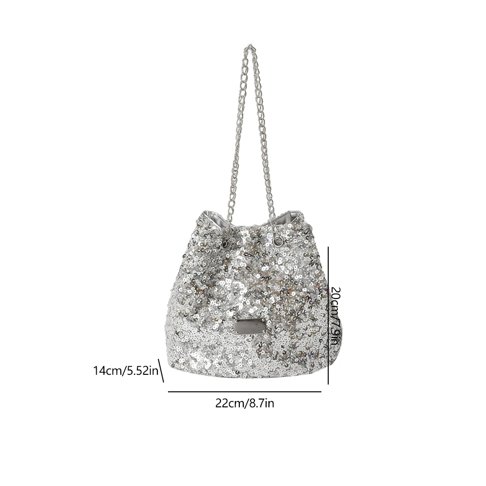 Fashionable children's sequin bag pearl bag children's pearl bow decoration  handbag mini hand-held metal chain messenger bag sweet and lovely versatile  bag suitable for young children, girls and primary school students to