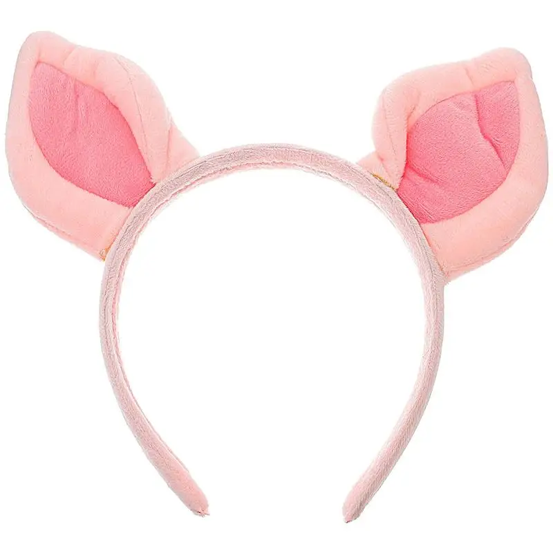 Super Pig Ear Headband Halloween Animal Cosplay Pink Puppy Ear Headwear Fancy Dress up Hair Stage Performance Prop (Pink)